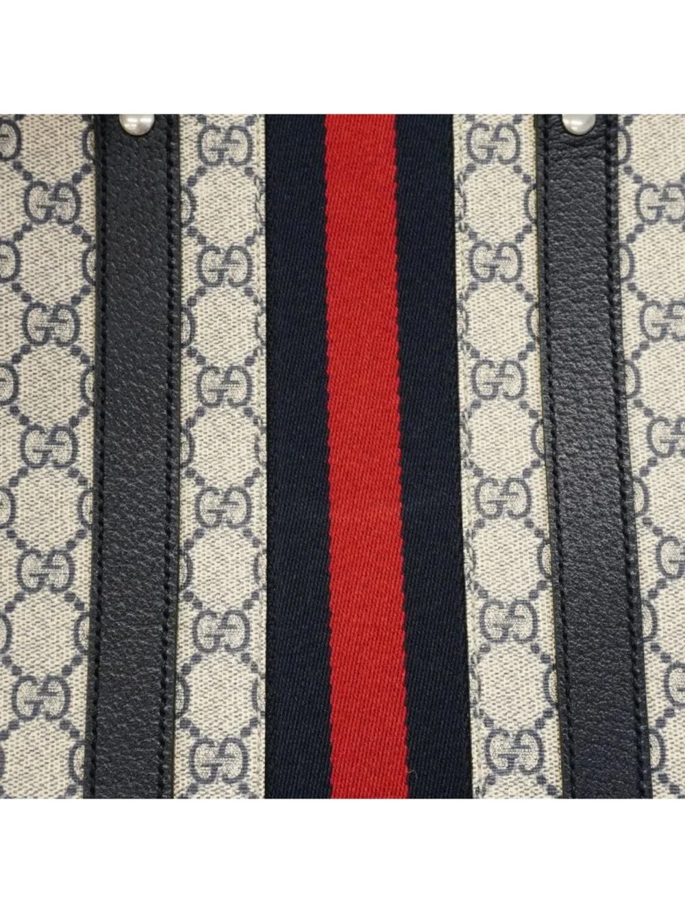 Gucci Tote Ophidia Leather Navy Silver 2-Way